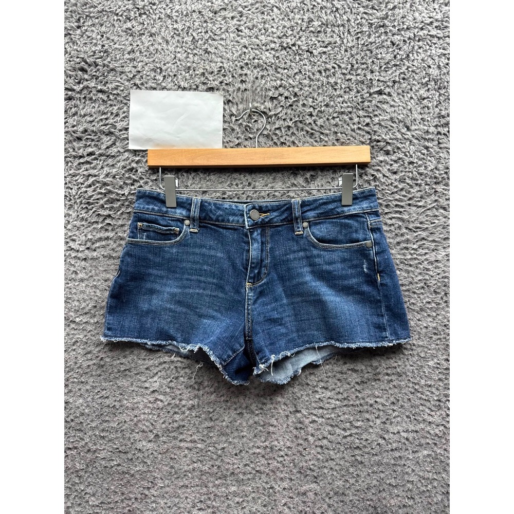Paige Bobby Raw Hem Denim Cutoff Shorts Dark Wash Indigo Womens Size 29